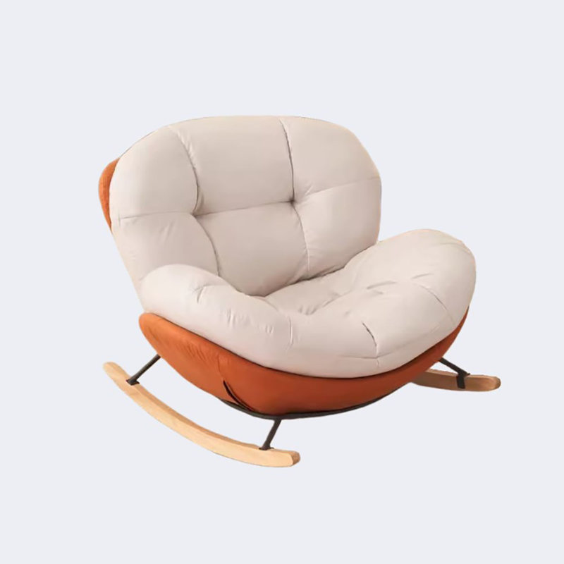 Chaise berçante Nordic Snail, Orange, blanc cassé