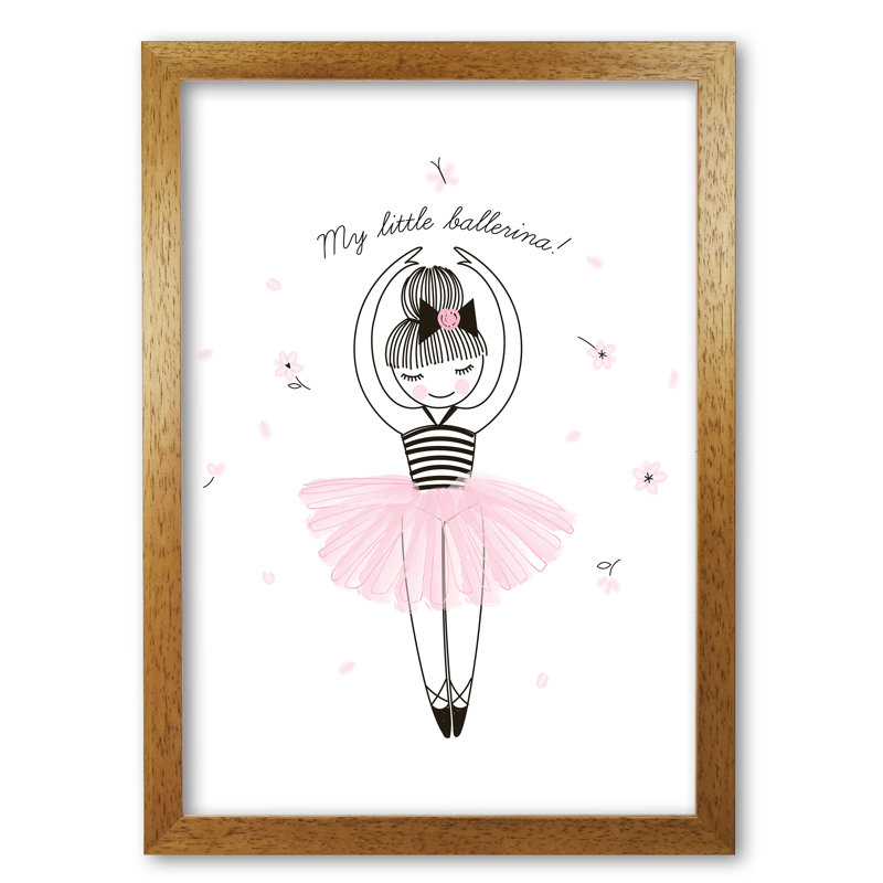 My Little Ballerina - Painting, 30 cm H x 21 cm W x 5 cm D, Honey Oak Frame