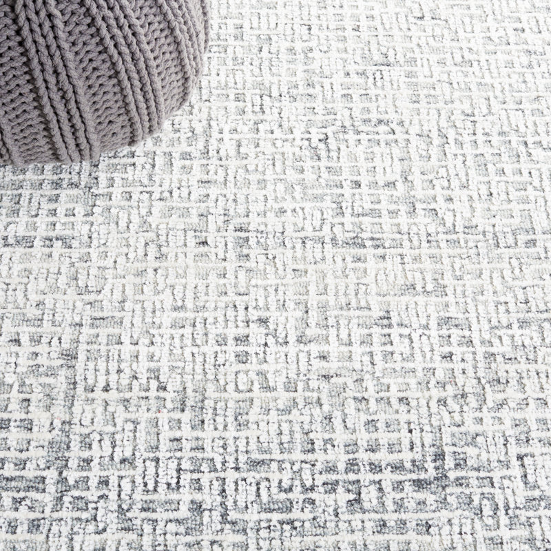 Glamour Hand Tufted Viscose Wool Cotton with Latex Abstract Rug in Grey/Ivory, Rectangle 6' x 9'