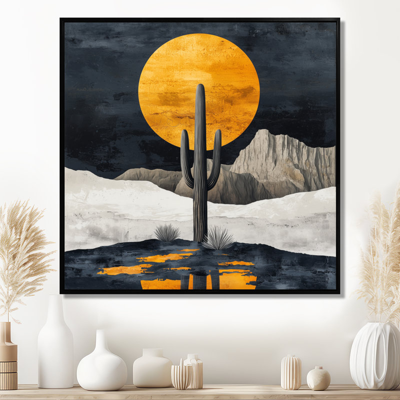 Cactus de Mariana, formes abstraites, forme pure II - Cactus, art mural, Impression encadrée flottante, Noir