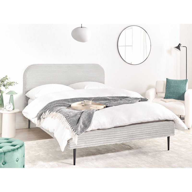 Bed Corduroy Fieldsboro, European Double (140 x 200 cm), Grey