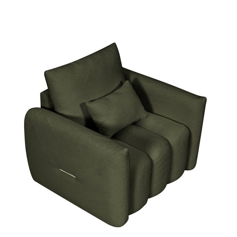 Modern Teddy Fabric Sofa Upholstered With Pillow - Perfect For Living Room, Office, And Bedroom -, Green Teddy