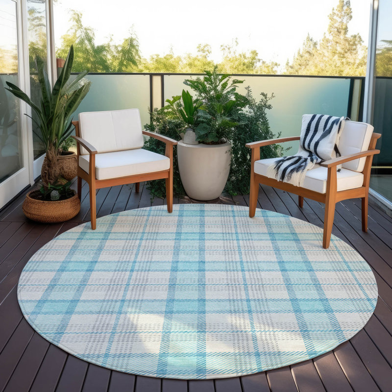 Tapis bleu sarcelle lavable intérieur / extérieur Zinara , 3 pi x 5 pi