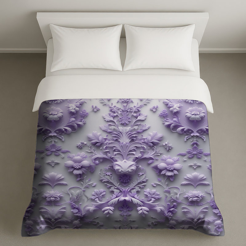 Housses de couette lavande à motif floral, King