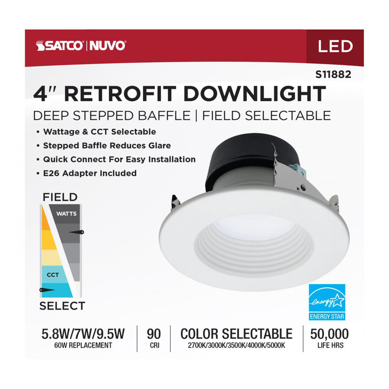 4" Round LED Retrofit Recessed Lighting Kit
