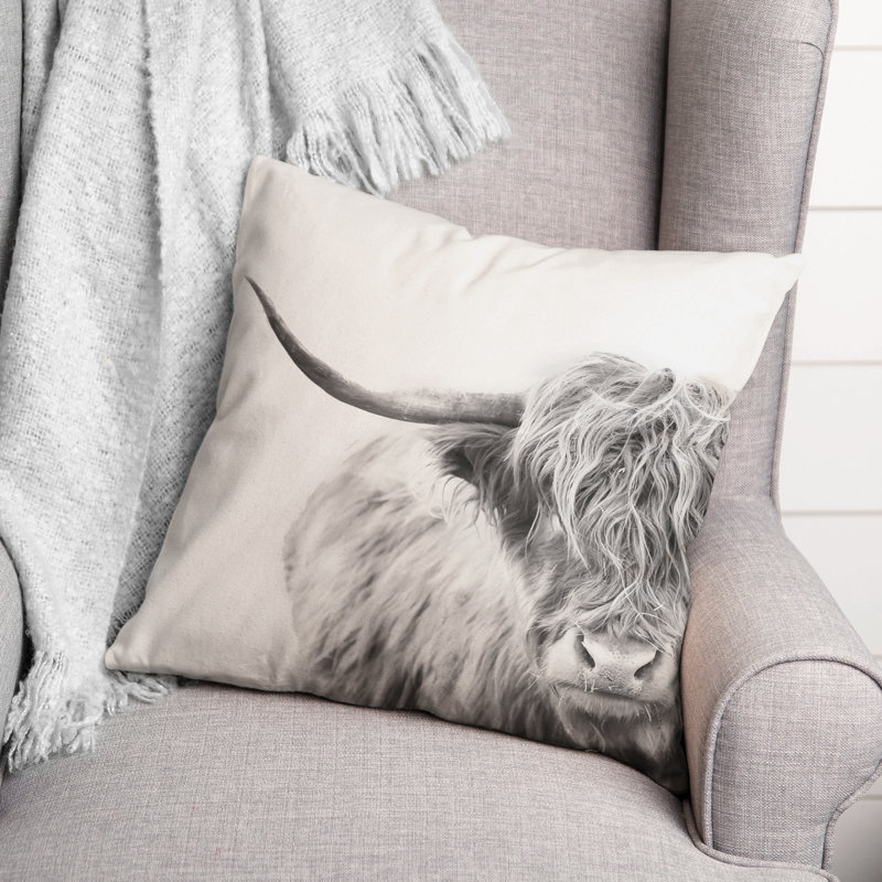 Coussin intérieur / extérieur Highland Cow, H 18 po x l 18 po, Carré