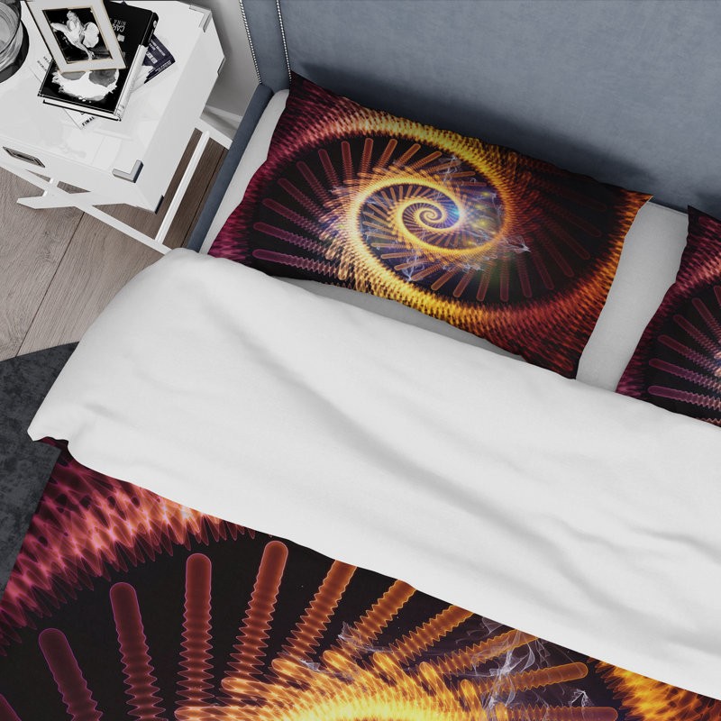Ensemble de housse de couette moderne Spiral, Housse de couette pour grand lit + 2 taies décora