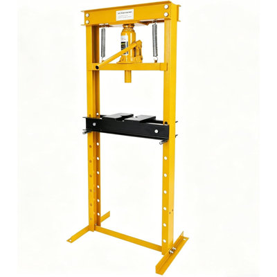 12T Hydraulic Shop Press - H-Frame Garage Floor Press with Adjustable Work Table, Press Plates & Safety Valve, Red Heavy Duty Steel Press
