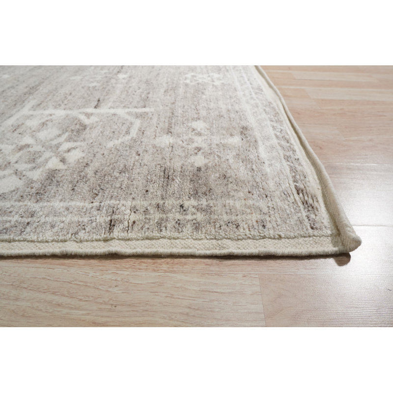 Tapis gris en laine noué à la main Celia Oushak