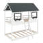 Lit superposé simple au-dessus d'un lit simple en bois avec toit-1116814479