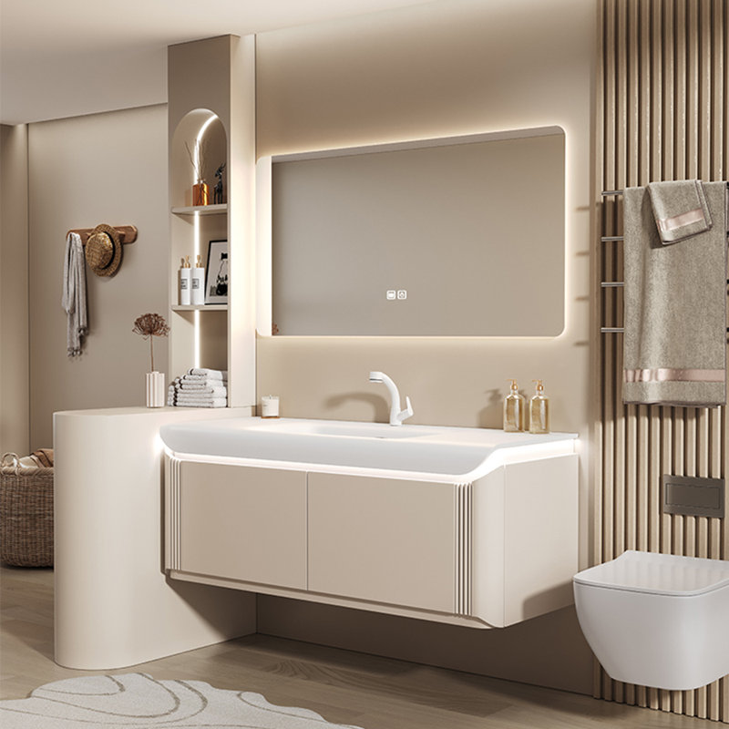 Light luxury minimalist bathroom cabinet, 19.6" H x 51.1" W x 21.6" D, Crème, crème