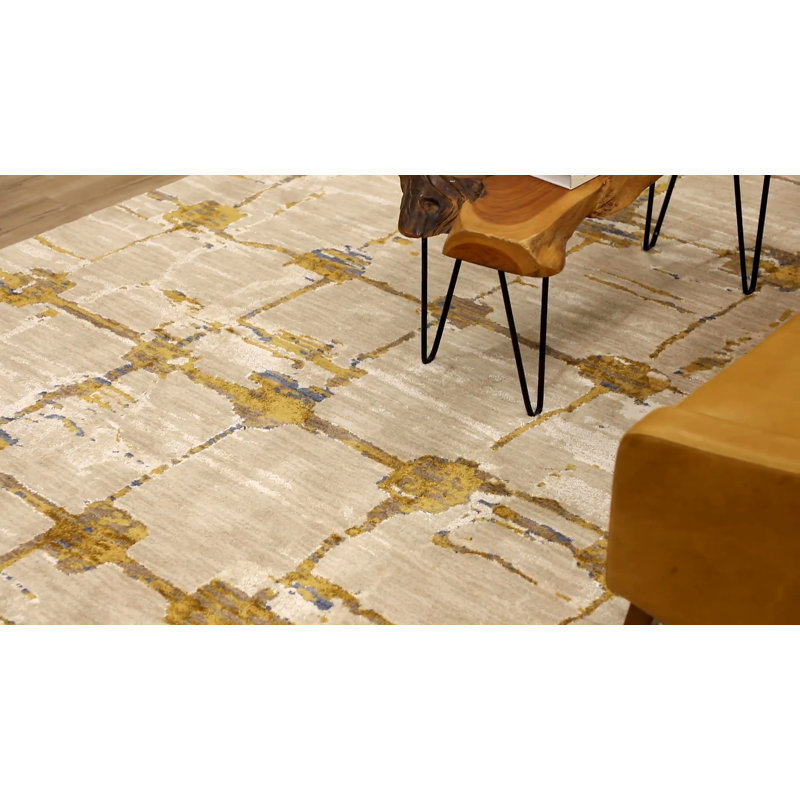 Contemporary Mirage Cream Abstract Synthetic Area Rug