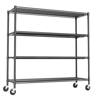Tablettes de rangement robustes à 4 niveaux avec roulettes, support à roulettes réglable en métal, organisateur de garde-manger d'une capacité de 2000 lb pour le garage, la cuisine, le placard et le sous-sol