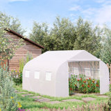 11.5' x 10' x 6.5' Outdoor Walk-in Greenhouse, Tunnel Green House with Roll-up Windows, White