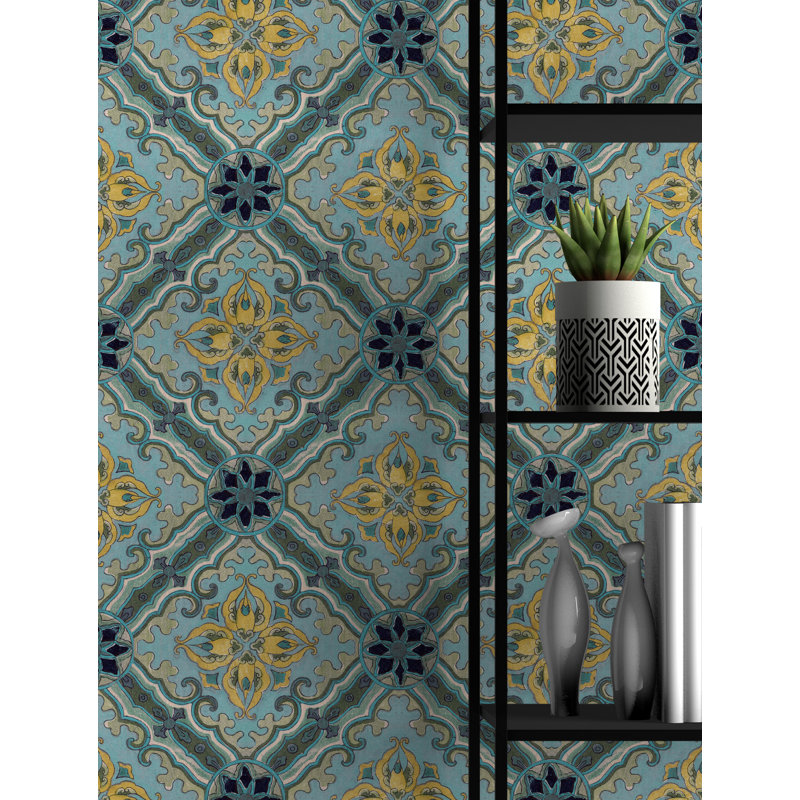 Soicher Marin Studio Damask Wallpaper, Green/Blue