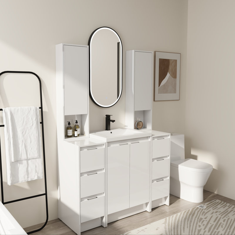 Ensemble de meuble-lavabo 48 po avec armoires à pharmacie - Rangement pour lavabo simple