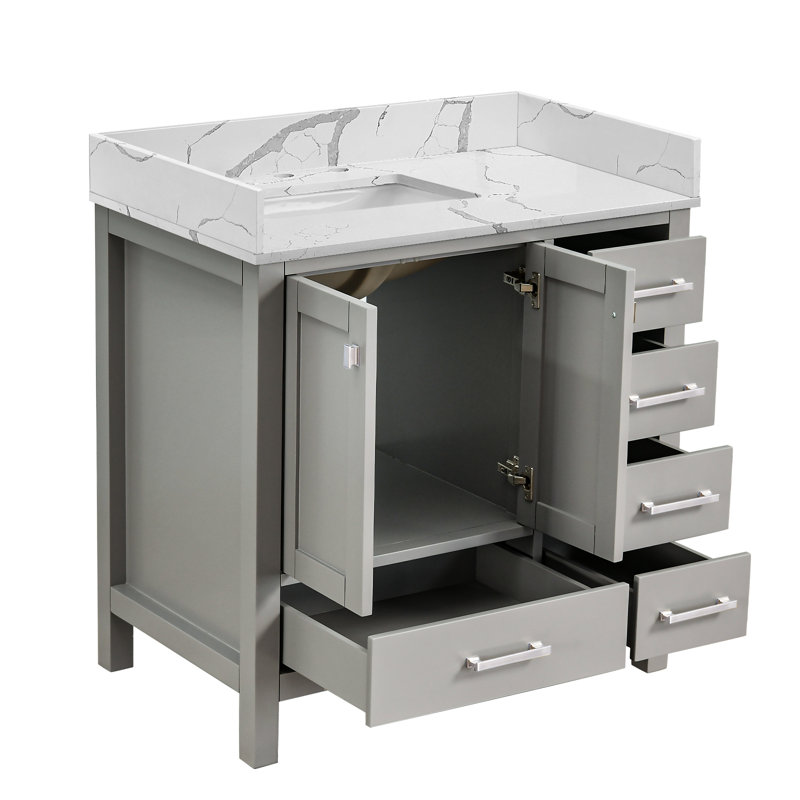 Meuble-lavabo simple 36 po Cholena, Gris