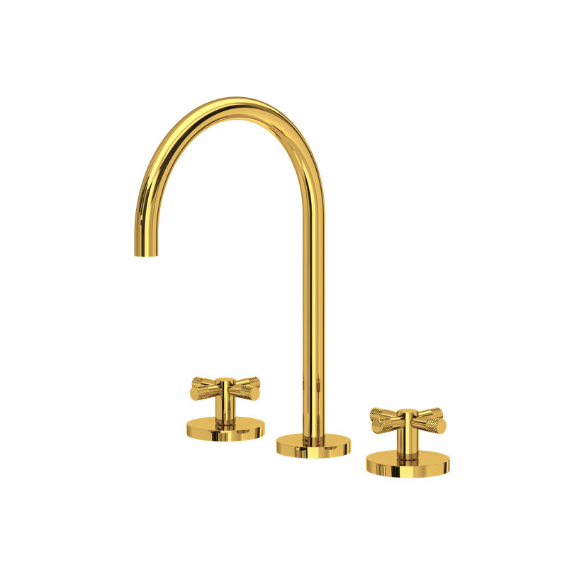 Amahle Widespread Bathroom Faucet with C-Spout, Unlacquered Brass