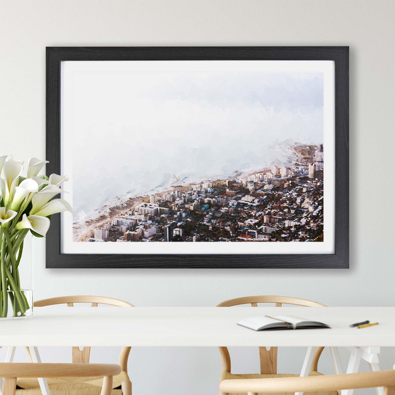 Seascape from Cape Town - Framed Print, 24cm H x 33cm W x 2cm D, Black