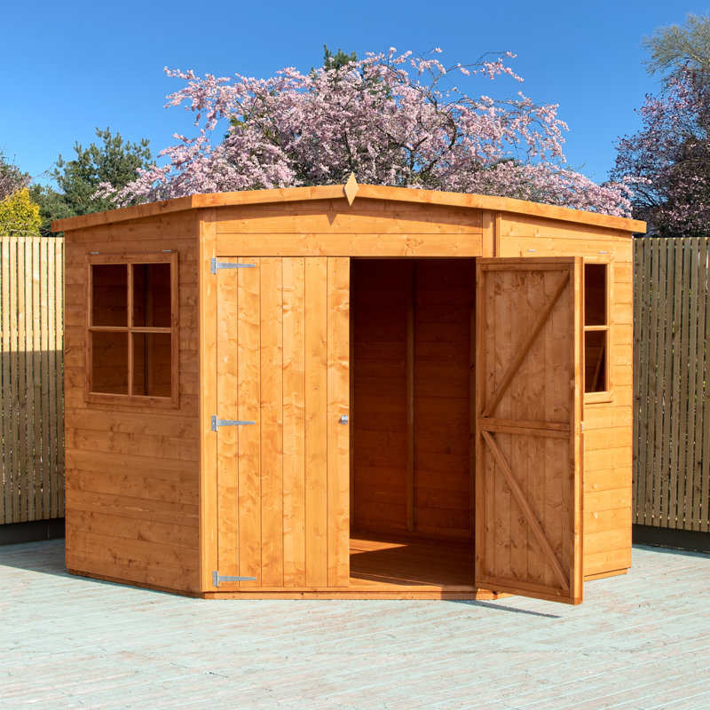 Corner Shed Shiplap with Double Doors, 7ft. x 7ft., No, Dip Treated