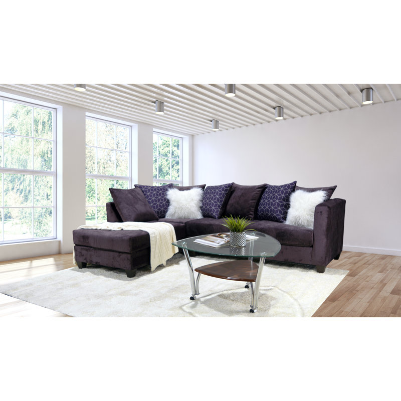 Canapé modulaire rembourré Marcellius, Left Hand Facing, Purple/White Geometric Polyester Blend