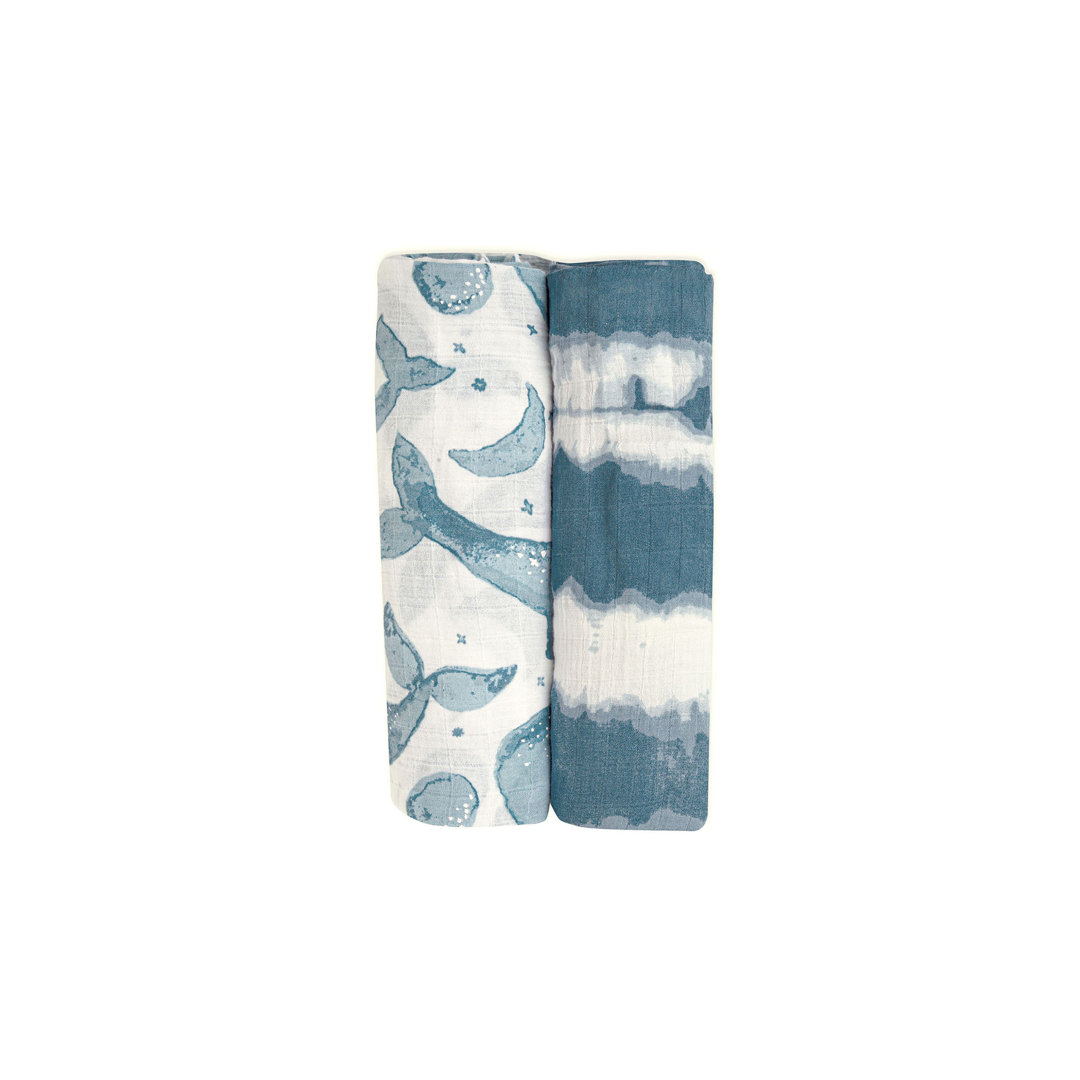 Caspian 2-Pack 100% Cotton Swaddle, Whale Pattern by Crane Baby Crane Baby
