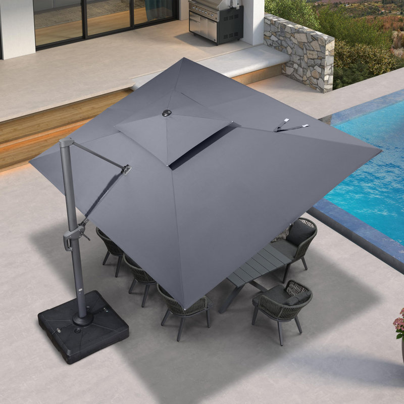 4m x 3m Rectangular Cantilever Parasol, Grey