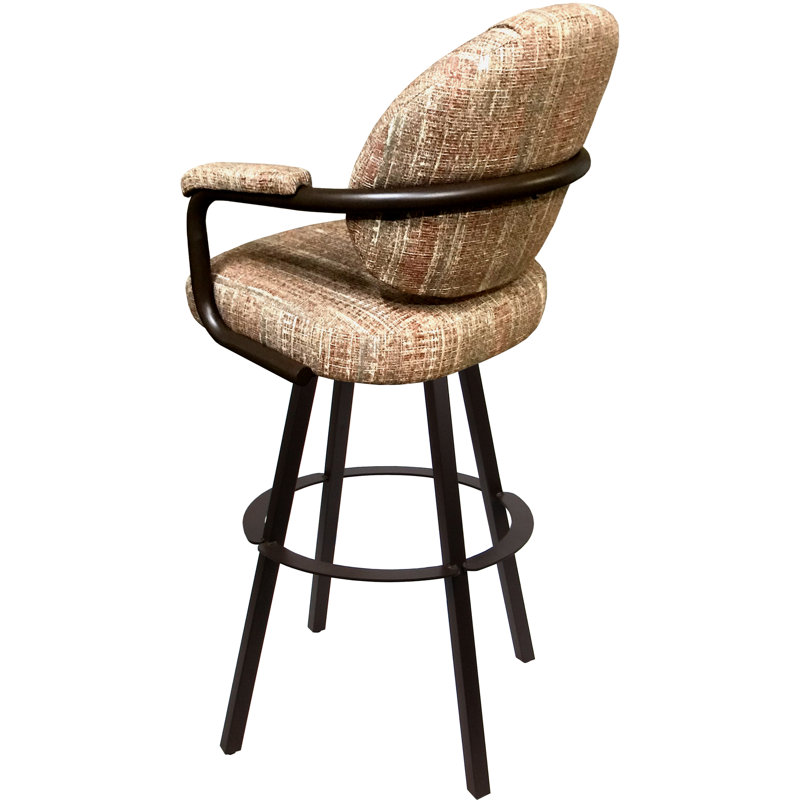 Tabouret de bar pivotant en métal Leandra, Mélange de polyester rouge / cadre brun