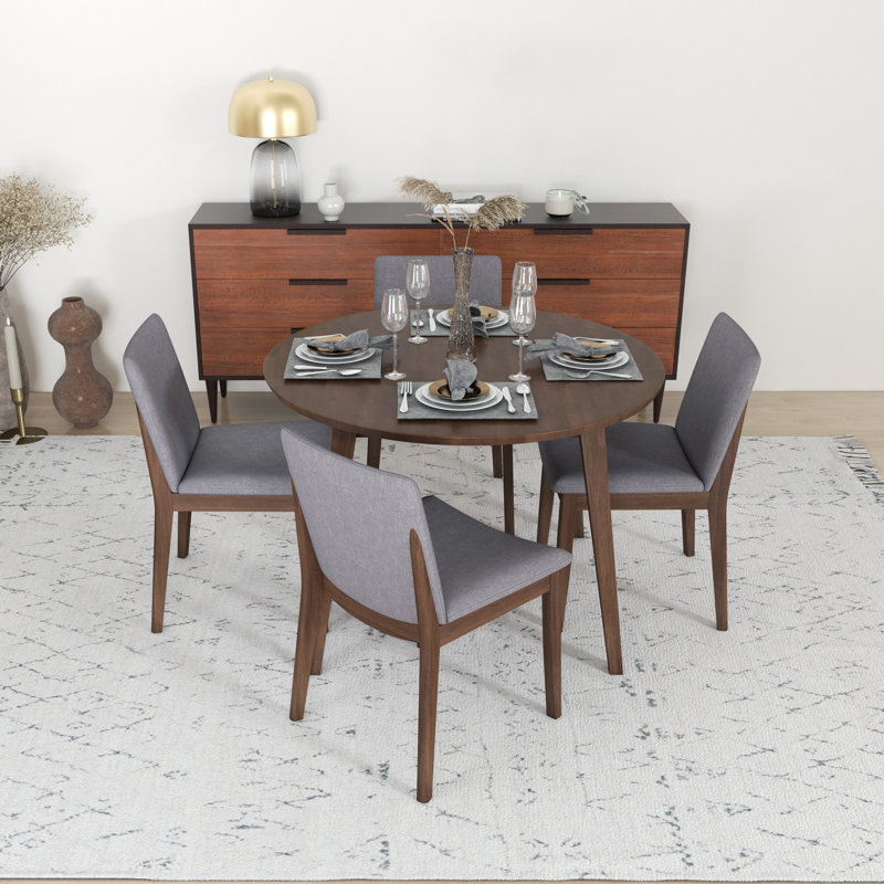 4 - Person Solid Wood Top Four Leg Dining Set, Light Gray