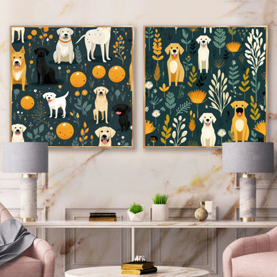 «Playtime Labrador Animal Print For Kids», ensemble de 2 animaux carrés
