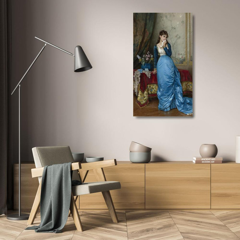 "La lettre" par Auguste Toulmouche - Toile tendue avec châssis, H 24 po x l 17 po