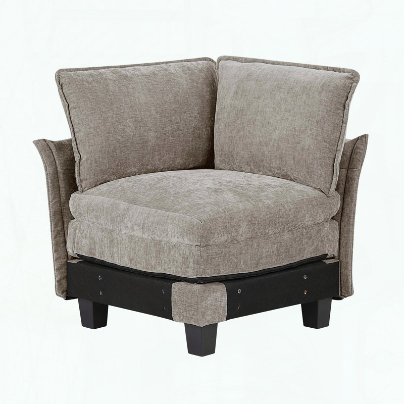 Fauteuil d'angle modulaire, tissu chenille et ressorts ensachés, Gris brun
