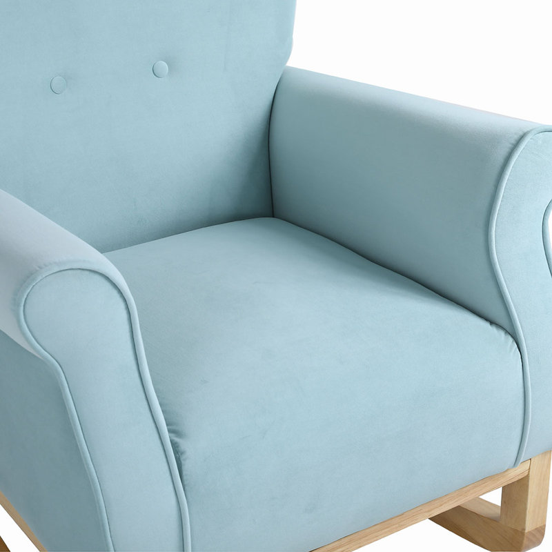 Chaise berçante en velours Jeffren, Bleu clair