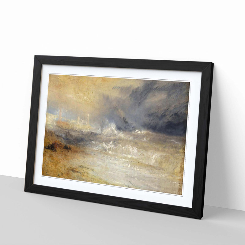 Waves Breaking Against the Lee Shore by J.M.W. Turner - Framed Print, Black