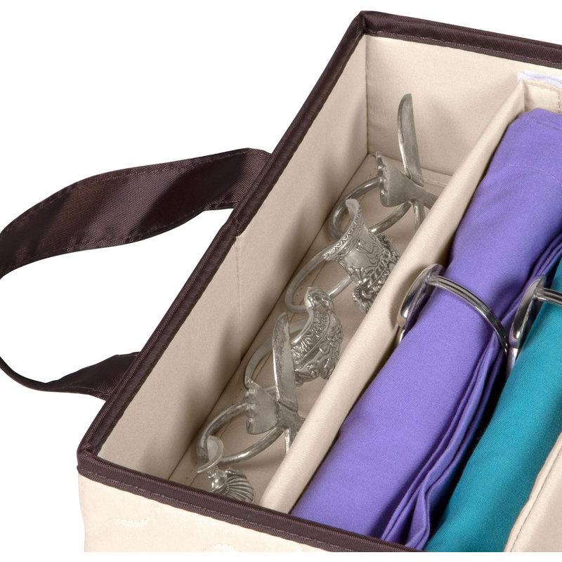Flatware Storage Case For Cutlery - 5 Compartments, Removable Lid And Carry Handles