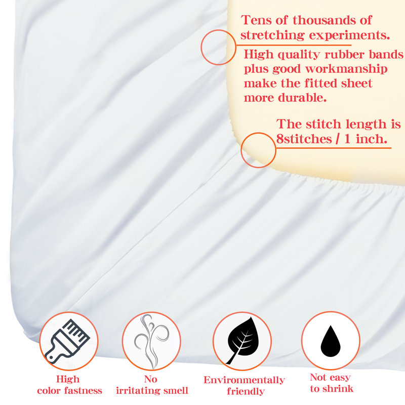 Ensemble de draps 4 pièces en microfibre 1800 Series, Blanc, Ensemble de draps pour lit double avec 2 taies d'o