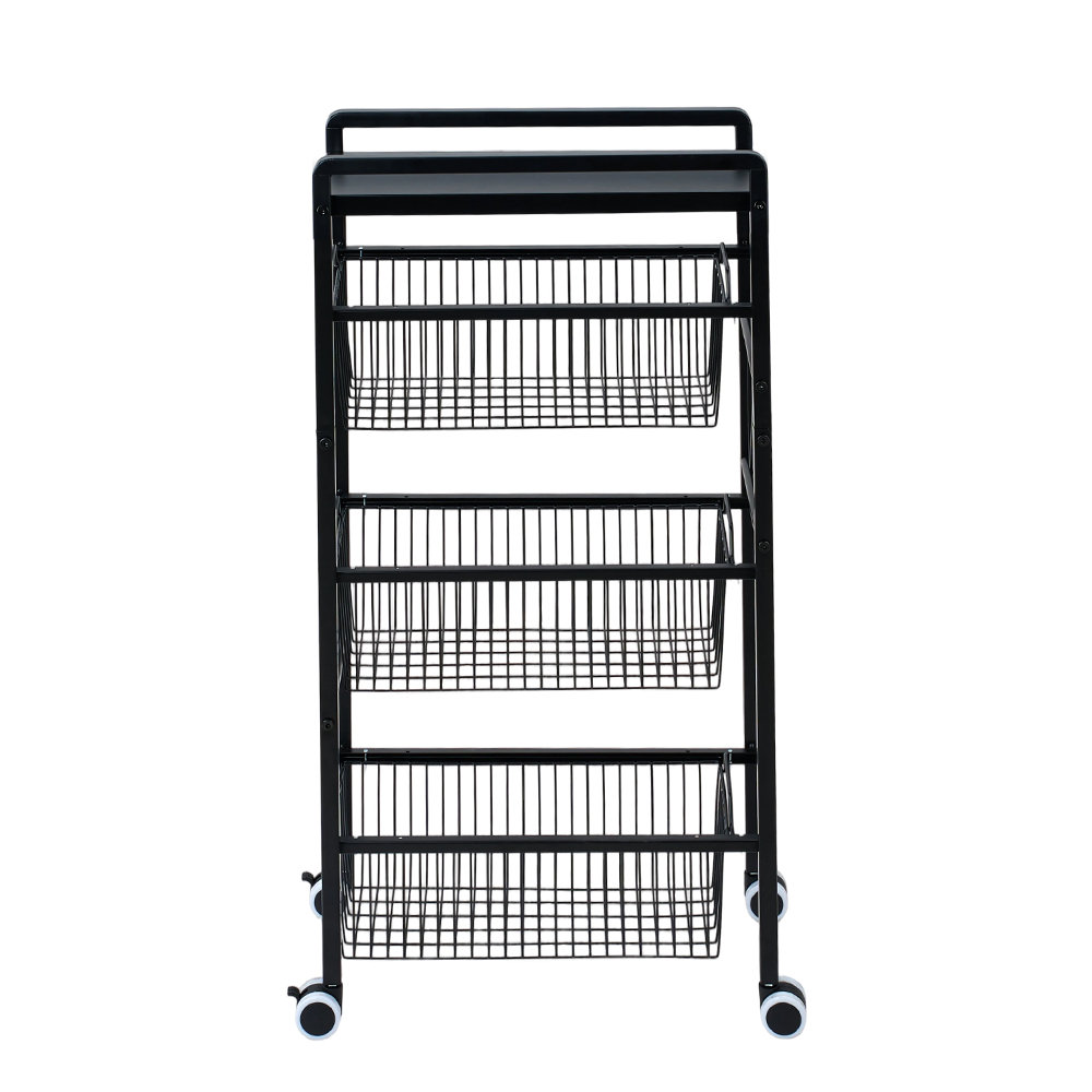 4-Tier Kitchen Storage Trolley with Pull-Out Baskets