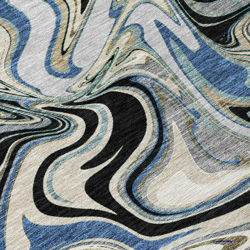 Tapis abstrait intérieur / extérieur lavable à la machine Jourdan ACN2395, Rectangle 1 pi 8 po x 2 pi 6 po