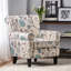 Fauteuil club - floral bleu, élégant pied de revêtement