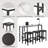 3-People Counter Heihgt Dining Set W/Storage, 4 Piece Kitchen Bar Table Set W/3 Upholstered Stools-913940416