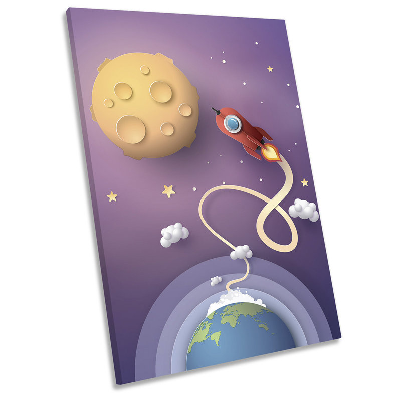 Space Travel Spaceship Moon - Wrapped Canvas Art Prints, 61" H x 40.6" W x 2" D
