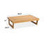 Table basse de patio en eucalyptus massif avec piètement triangulaire