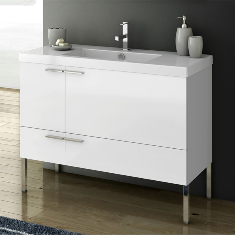 Ensemble de meuble-lavabo simple 39 "Letourneau, Blanc lustré