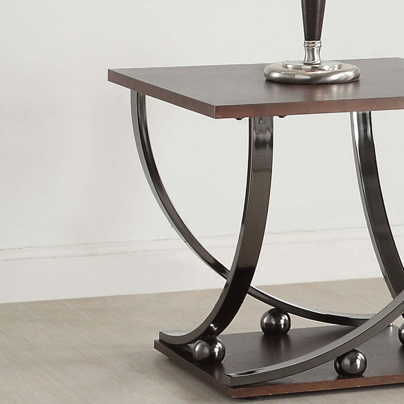 Table de bout en nickel noir avec tablette inférieure