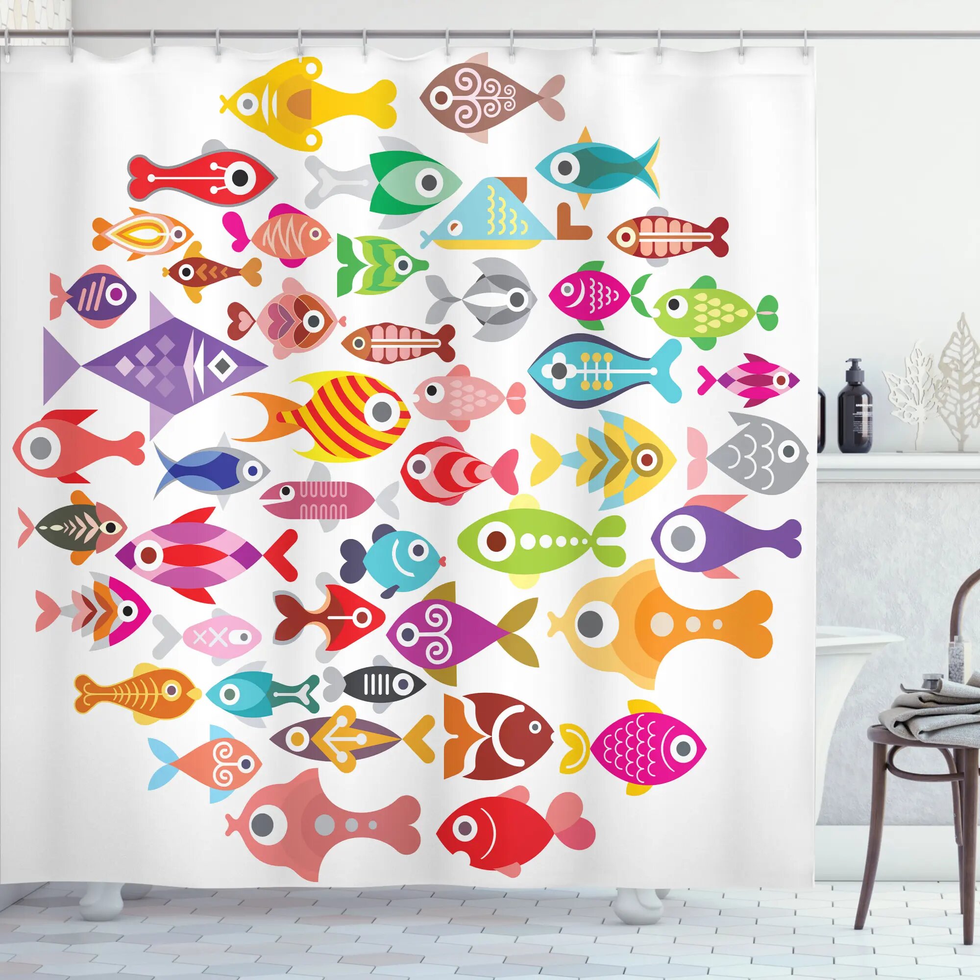 Harriet Bee Oshaughnessy Rounded Different Fish Decor Single Shower ...