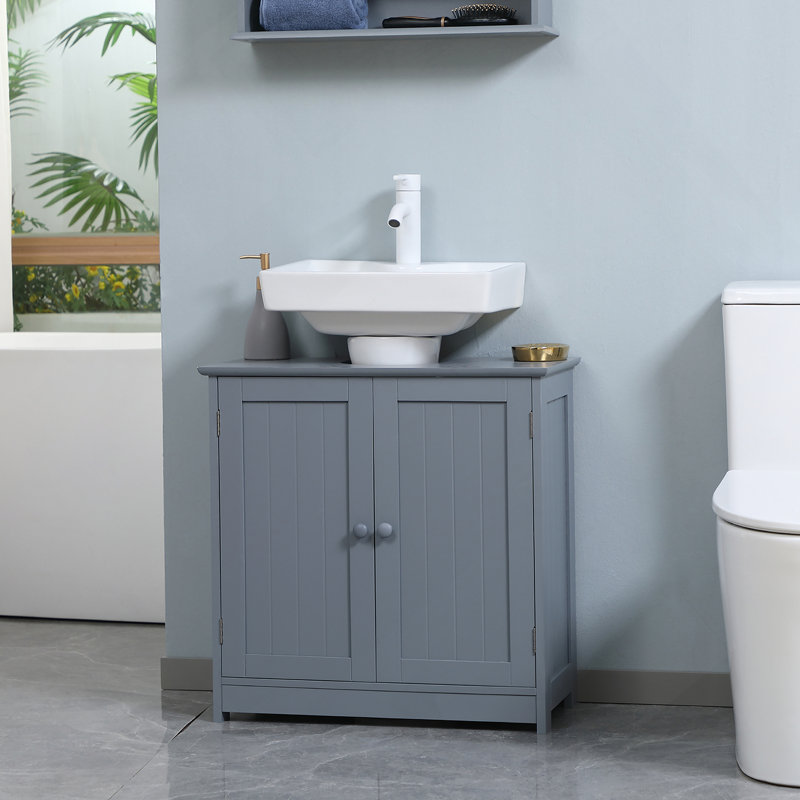 Bathroom Vanity Cabinet with U-Shape and Adjustable Internal Shelf (without Sink), Gray