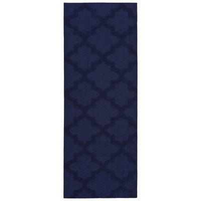 Navy Nasturtium Cut-loop Trellis Area Rug by