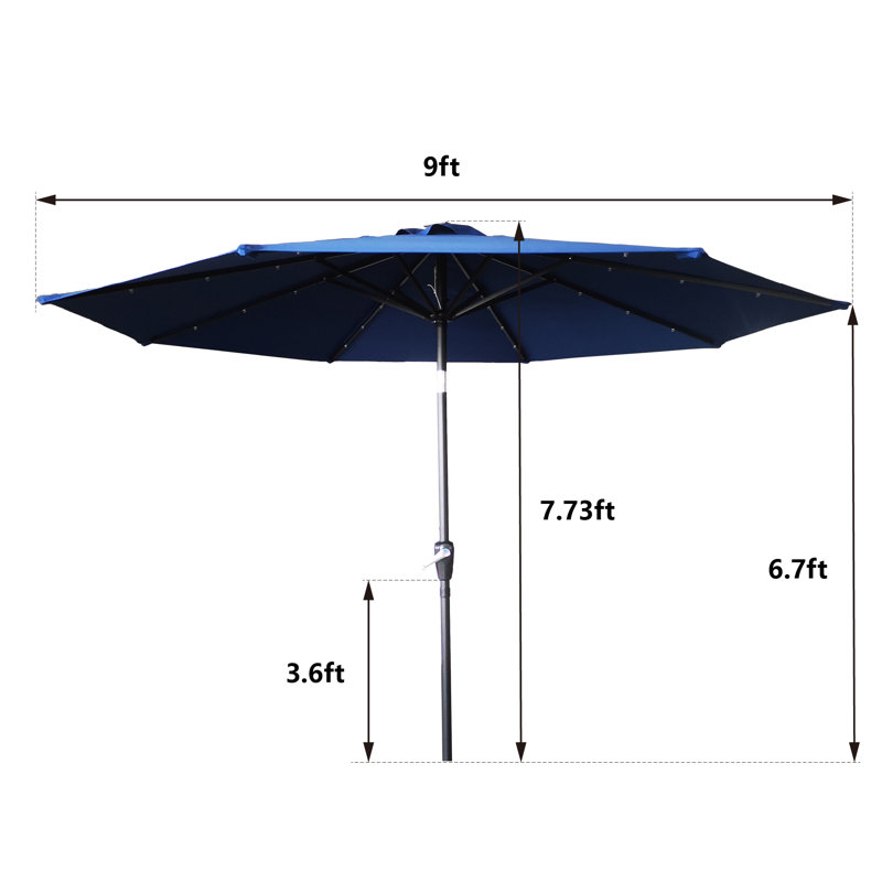 Parasol 9 pi avec lumières DEL, Marine