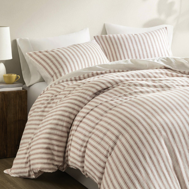 3 Pcs King Duvet - Natural Linen And Rayon Cotton Fabric, Soft Handfeel, Classic Stripe, Standard 100 Product, Comfortable Sleep, Sophisticated Appeal, Machine Washable