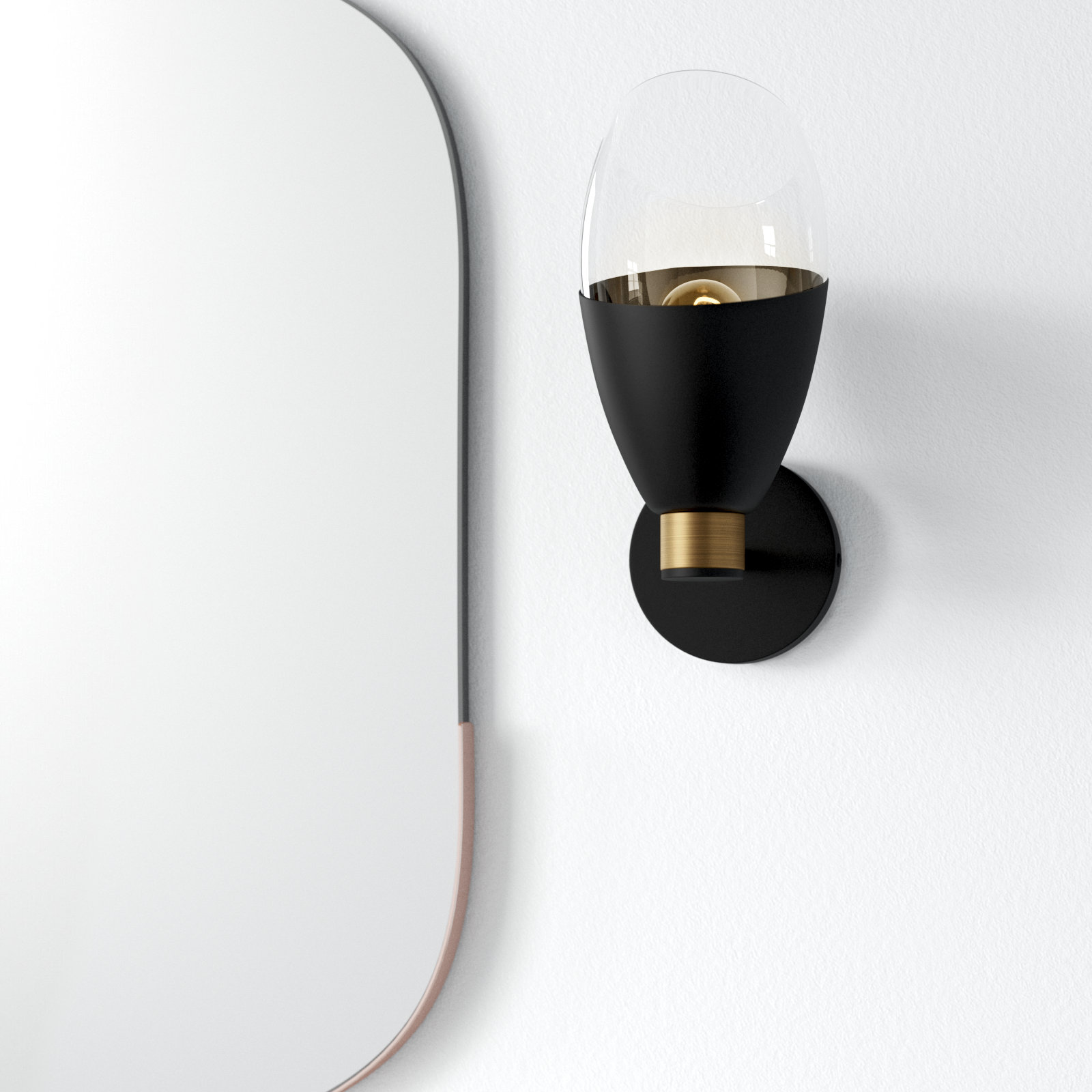 Phineas Transparent Dimmable Bath Sconce, 1, Matte Black